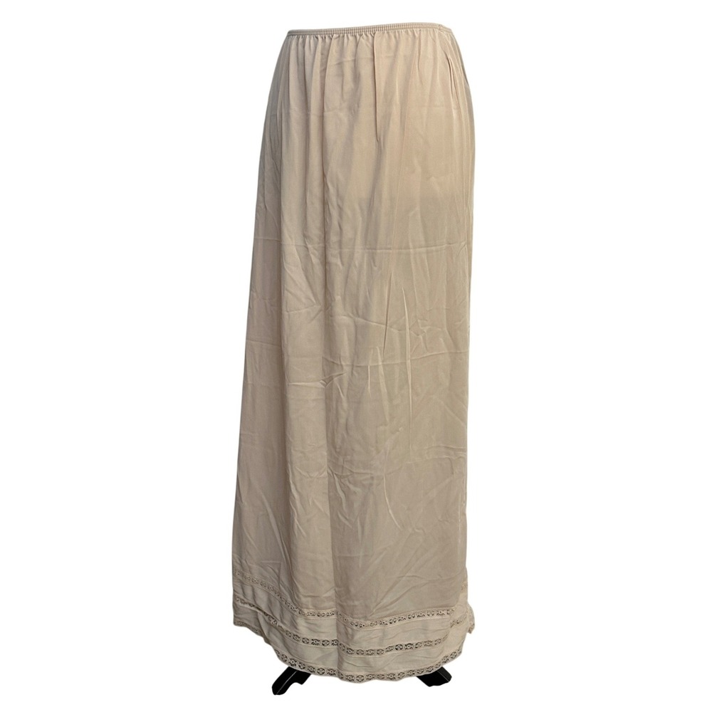 Gaymode Maxi Half Slip Long Skirt Womens M Tan Lace Cottagecore Victorian Modest